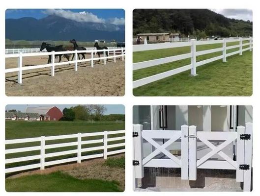 Longévité Vinyle blanc PVC Ferme de clôture 3 rails Horse Rail