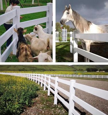 Couleur blanche plastique 3 rails clôture ferme de chevaux clôture PVC poste en vinyle