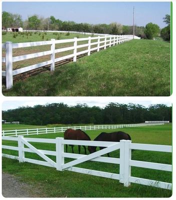 Bétail 3 rails ferme de chevaux portatif blanc en dehors de la clôture de la ferme en PVC