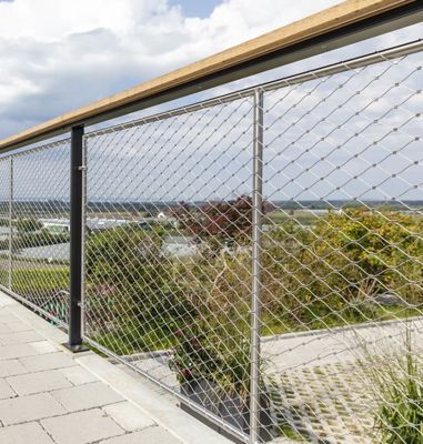 SS304  /  SS316 Stainless Steel Wire Rope Mesh Flexible Woven For Aviary Balcony Protection And Zoo Fence