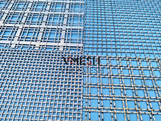 Façade durable en acier inoxydable décoratif personnalisé Crimped Mesh tissé SS304 Mesh métallique décoratif