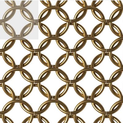 Tissu de draperie de chaîne de rideau en maille d'anneau décoratif d'acier inoxydable d'or et d'argent