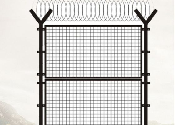 Clôture en treillis métallique galvanisé avec poteau en Y et fil de rasoir 4,0 mm 4,5 mm