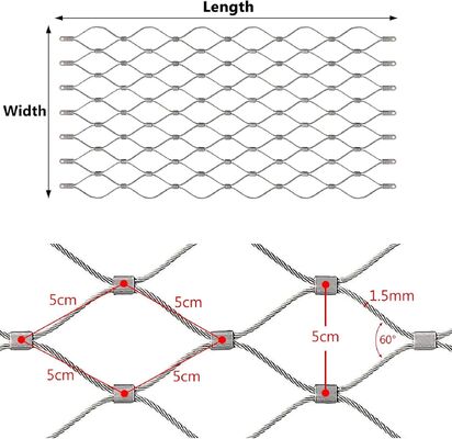 Maillage de câbles en acier inoxydable flexible pour la protection de la sécurité des volailles